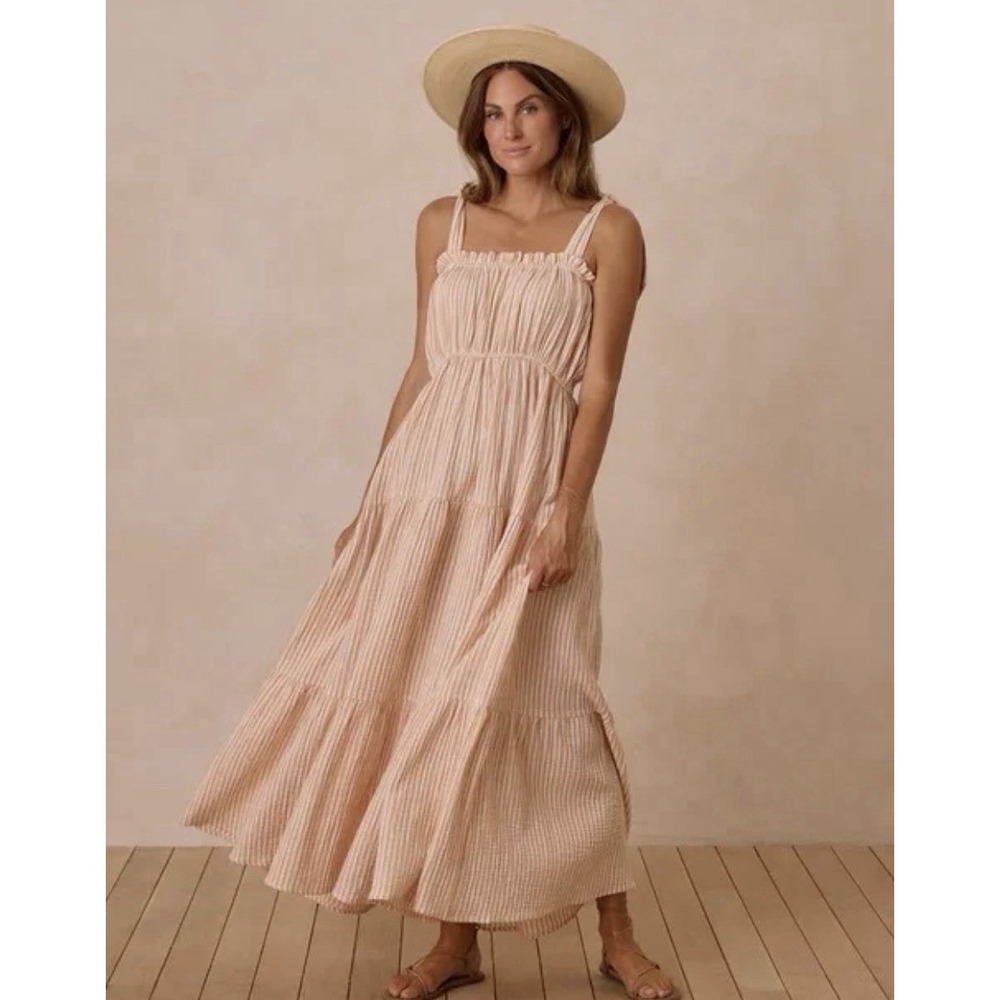 Rylee + Cru Delphina Dress Grapefruit Stripe Fall Womens Medium Lightweight